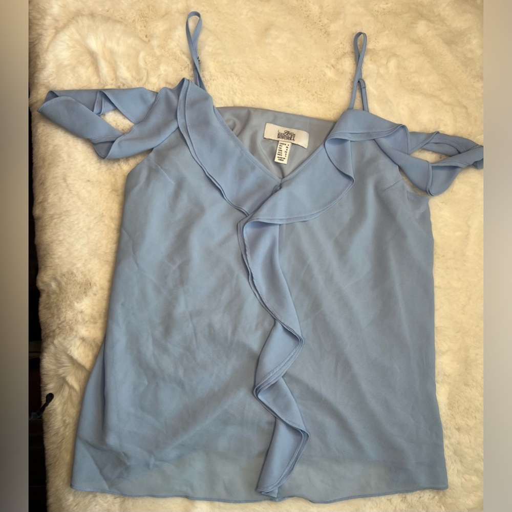 Baby blue ruffle sleeve off the shoulder blouse size 4